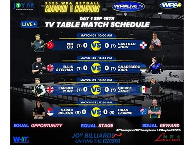 🔥 2025 WPA Heyballi meistrite meister 1. päev teletabeli live -matši ajakava...